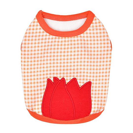 CHECK FLOWER (CROP T-SH)/ORANGE