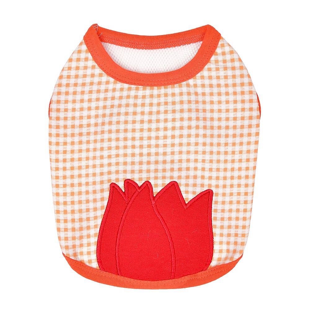 CHECK FLOWER (CROP T-SH)/ORANGE - 1