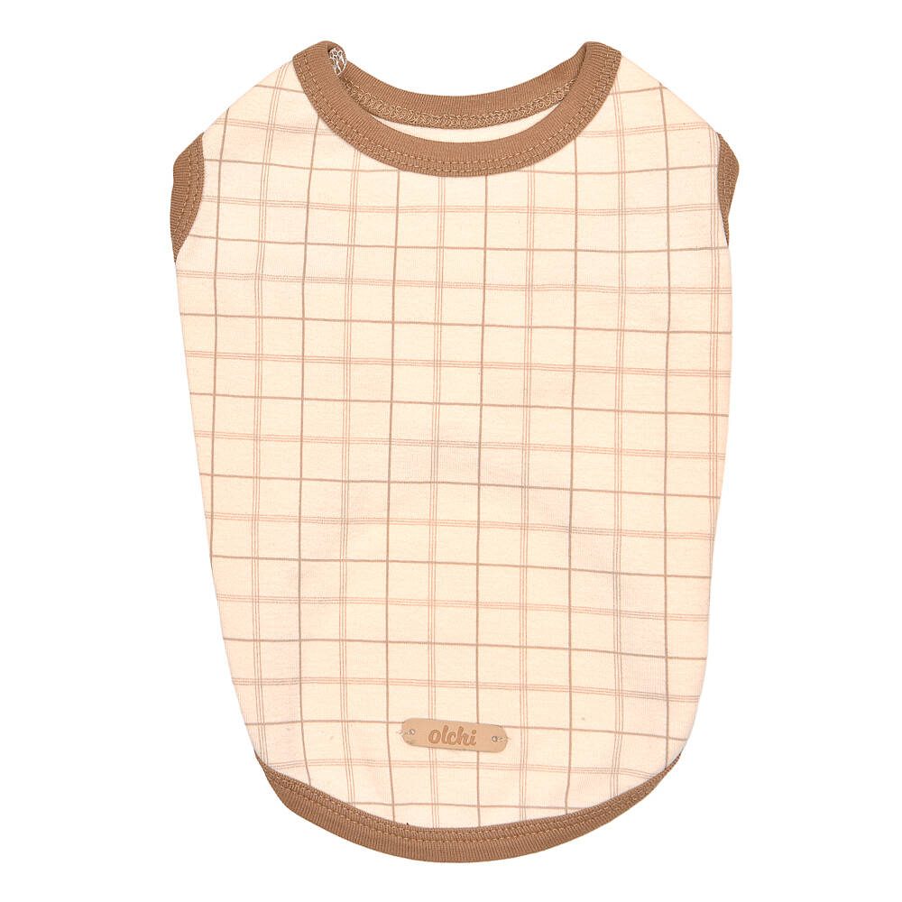 CHECKBOARD T-SHIRT / BROWN - 1