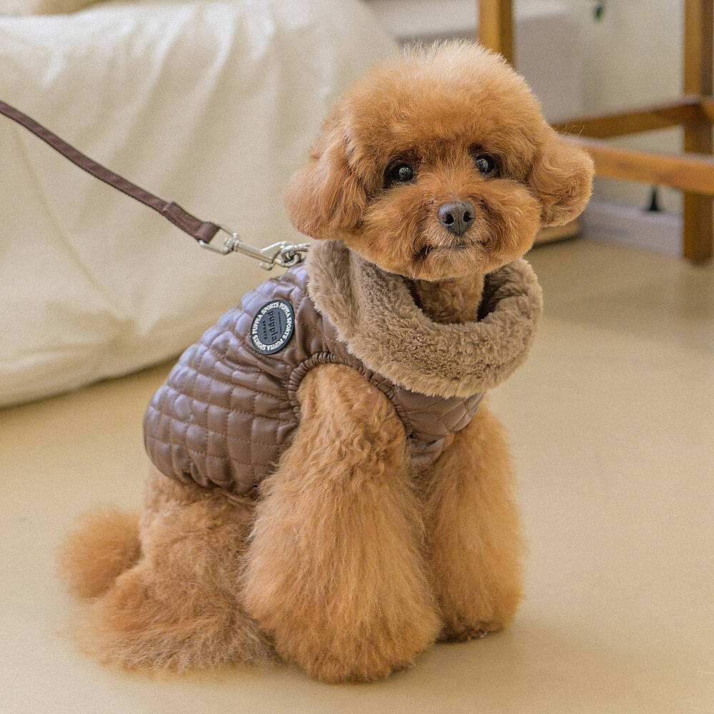 DIA QUILTED VEST JUMPER / BROWN - 4