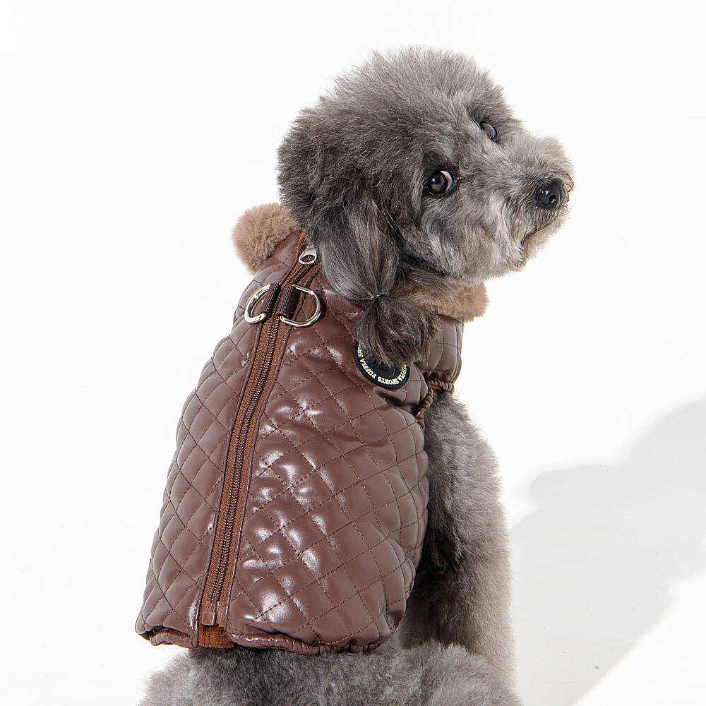 DIA QUILTED VEST JUMPER / BROWN - 5
