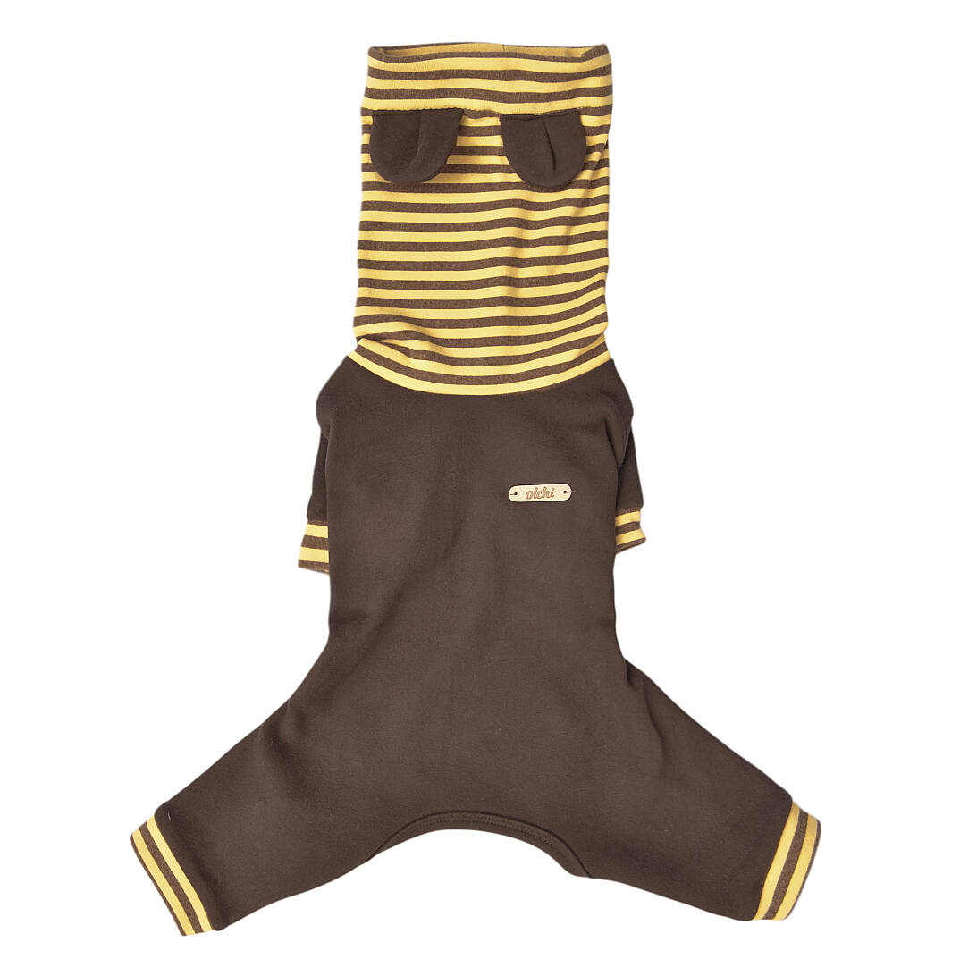 EARS HOODIE COVERALL / BROWN - 1