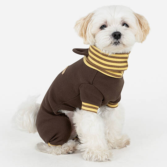EARS HOODIE COVERALL / BROWN - 4