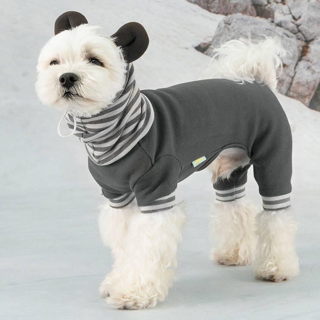 EARS HOODIE COVERALL / GREY - 3