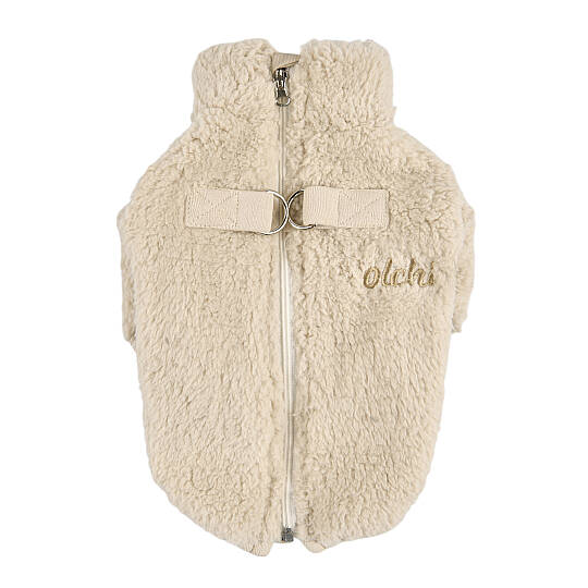 FLUFFY ZIP UP JUMPER / BEIGE