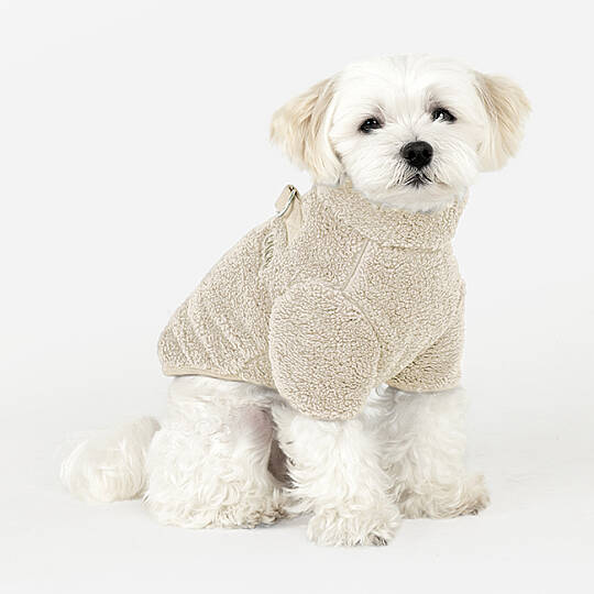 FLUFFY ZIP UP JUMPER / BEIGE - 3