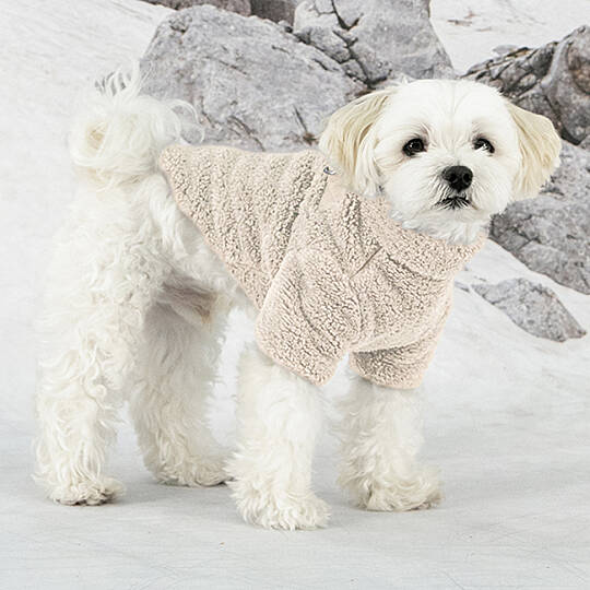 FLUFFY ZIP UP JUMPER / BEIGE - 4