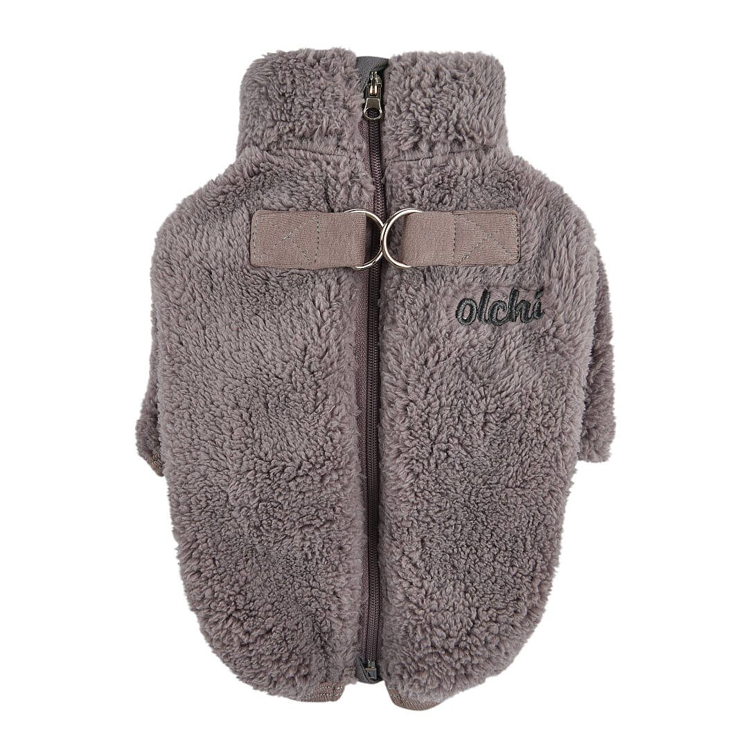 FLUFFY ZIP UP JUMPER / GREY - 1