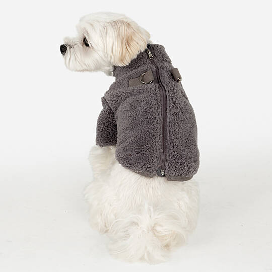 FLUFFY ZIP UP JUMPER / GREY - 4