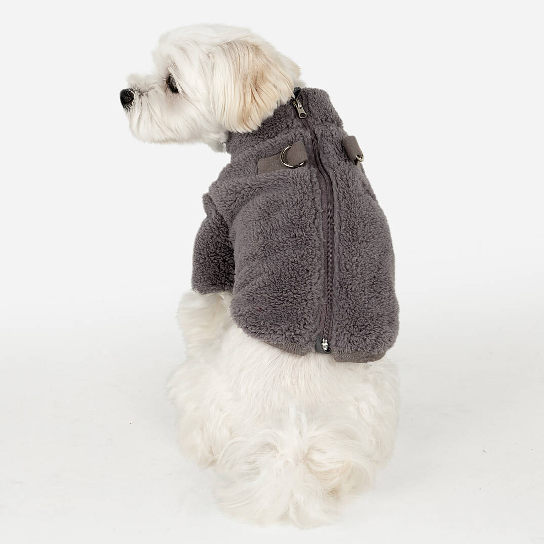 FLUFFY ZIP UP JUMPER / GREY - 4