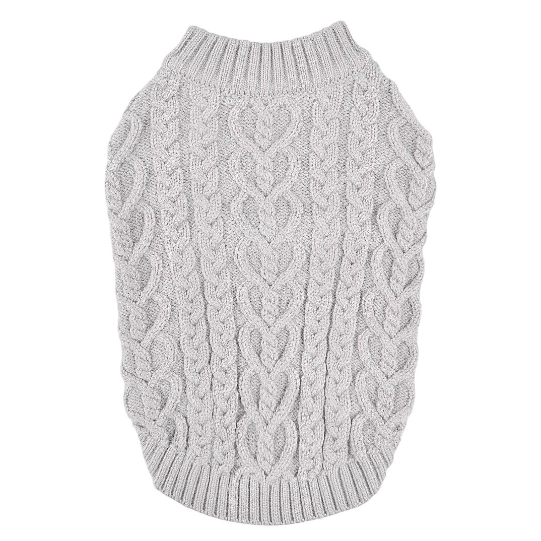  Heart Cable Knit Sweater / GREY - 1