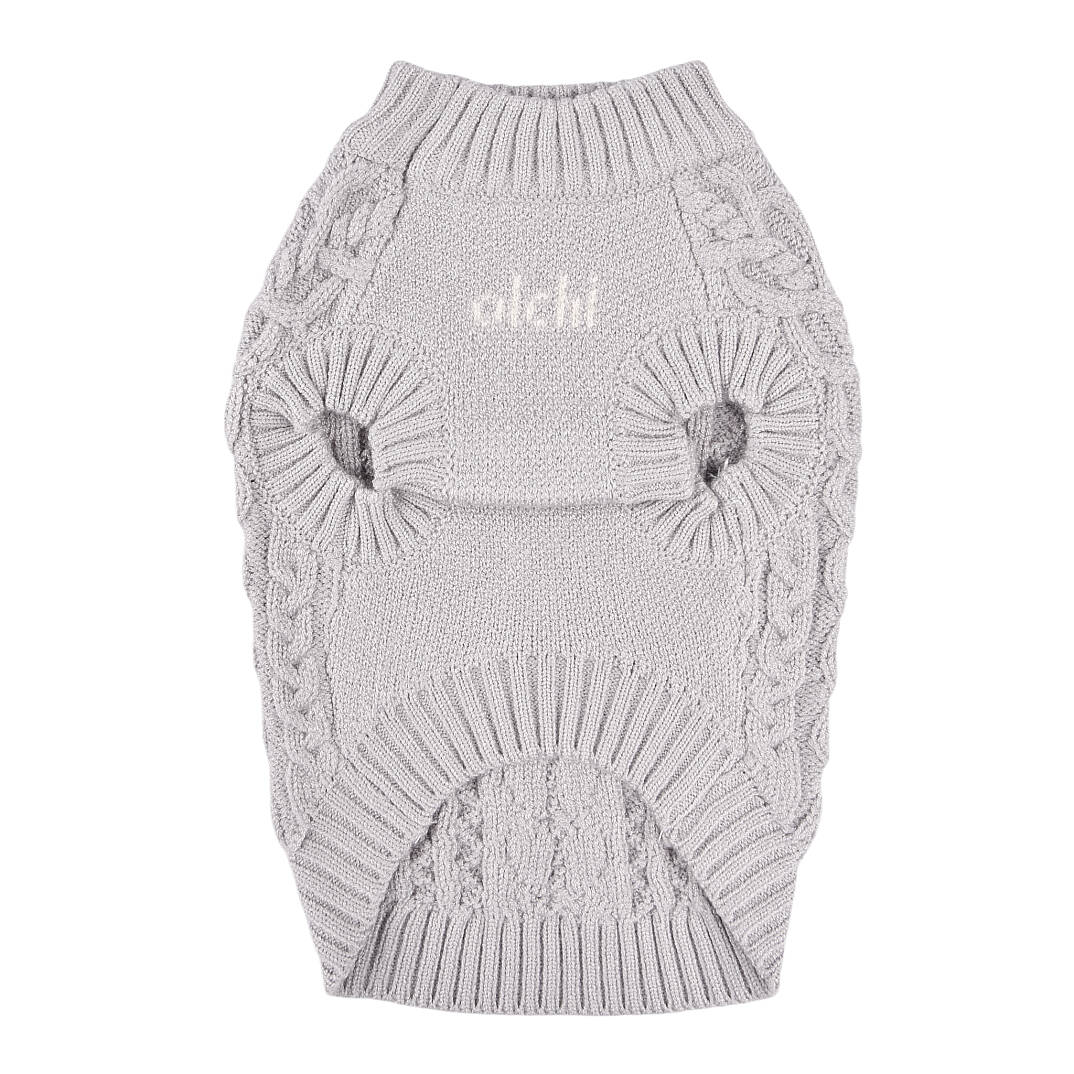  Heart Cable Knit Sweater / GREY - 2