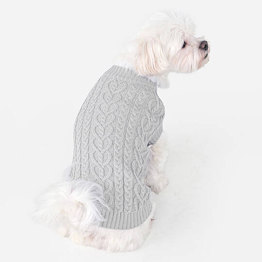  Heart Cable Knit Sweater / GREY - 3