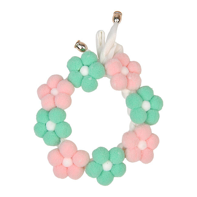 OLCHI POM POM FLOWER NECKLACE/GREEN - 1