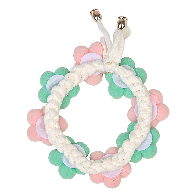 OLCHI POM POM FLOWER NECKLACE/GREEN - 3