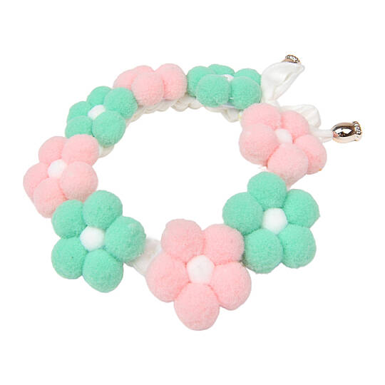 OLCHI POM POM FLOWER NECKLACE/GREEN - 2