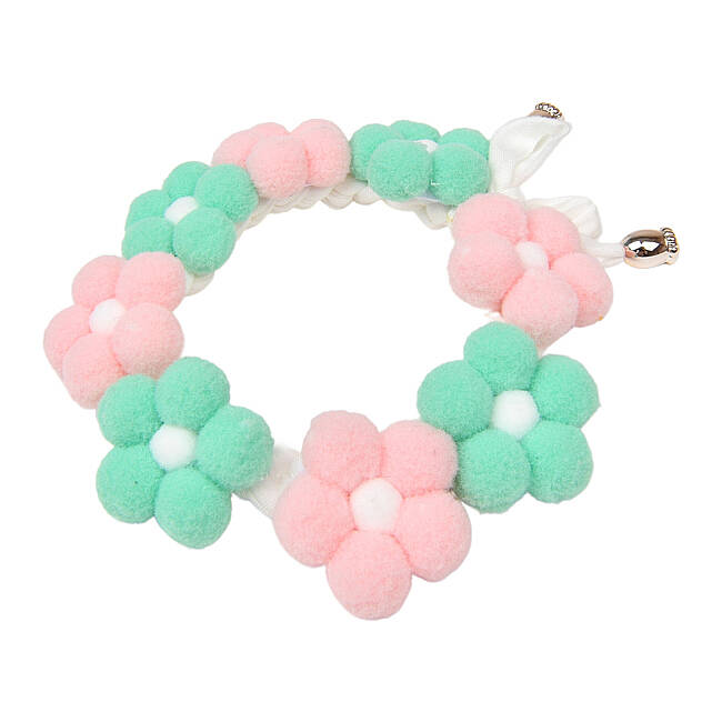 OLCHI POM POM FLOWER NECKLACE/GREEN - 2