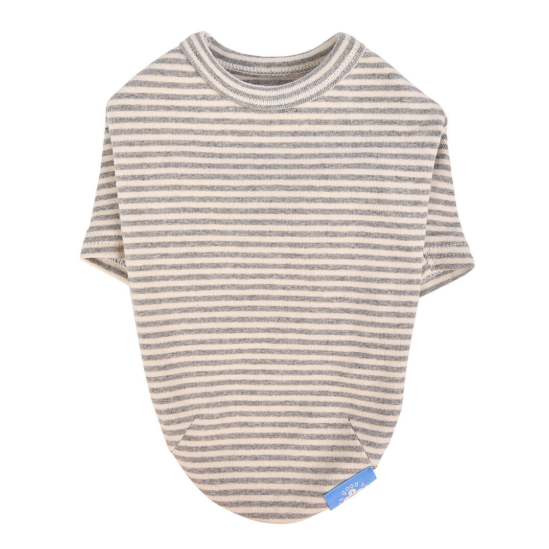 STRIPE ROUND NECK / GREY - 1